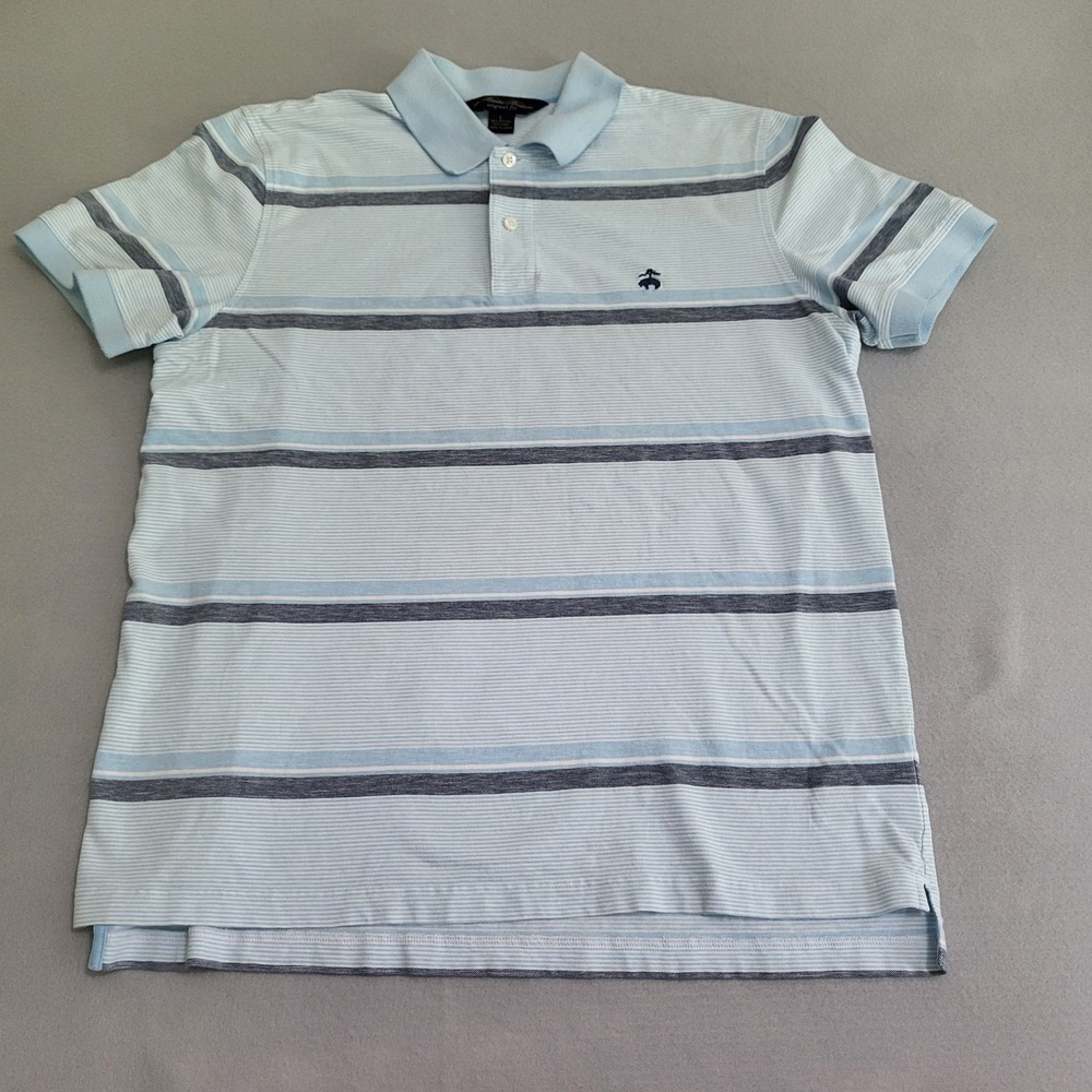 Brooks Brothers Linen Blend Original Fit Striped Polo Shirt Short Sleeve Men's L